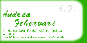 andrea fehervari business card